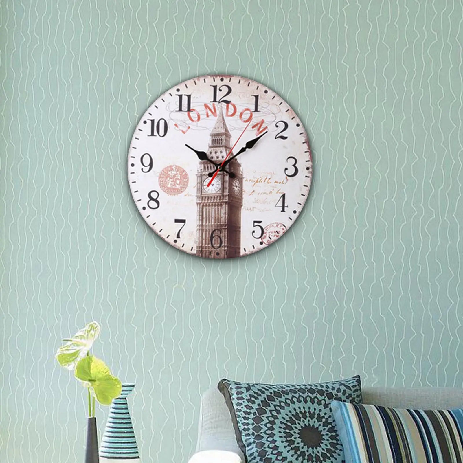 horloge murale en bois style européen silencieuse pour bureau et école - vue 8 sur 11