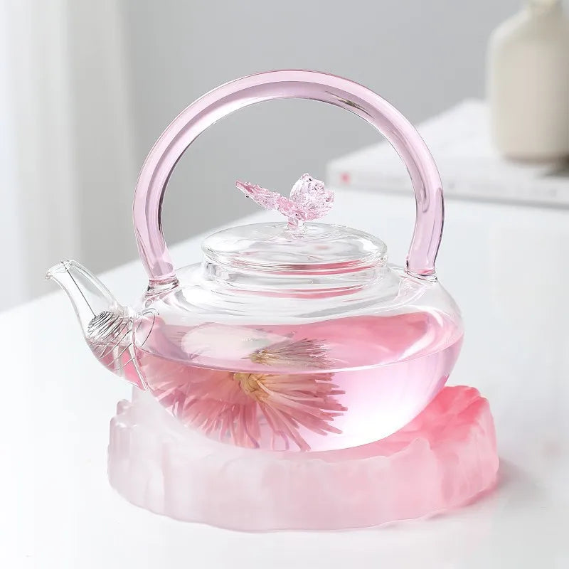 Théière papillon verre borosilicate résistante chaleur 500ml - vue 2 sur 7