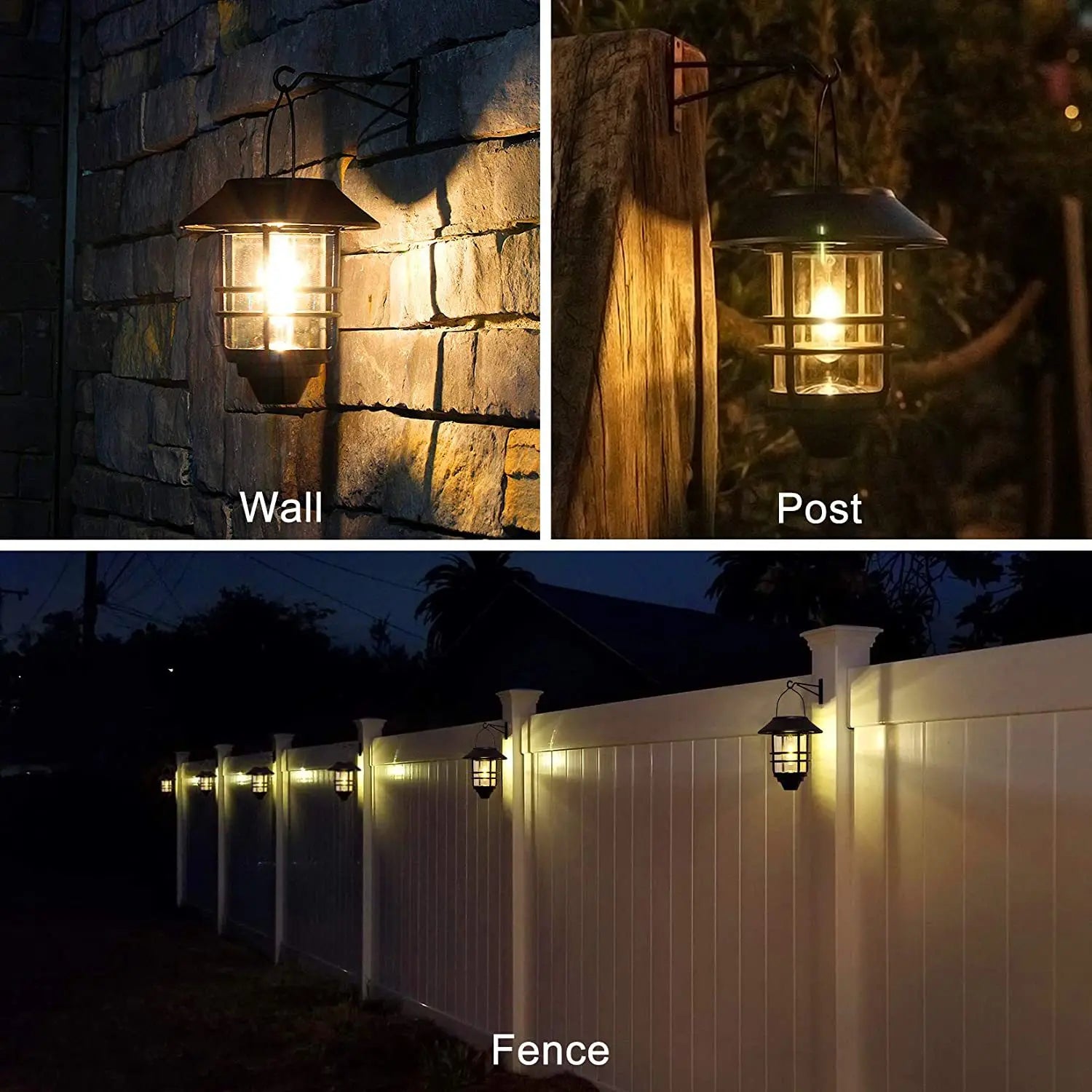 lampe solaire rétro murale vintage en métal étanche pour jardin et extérieur - vue 3 sur 7