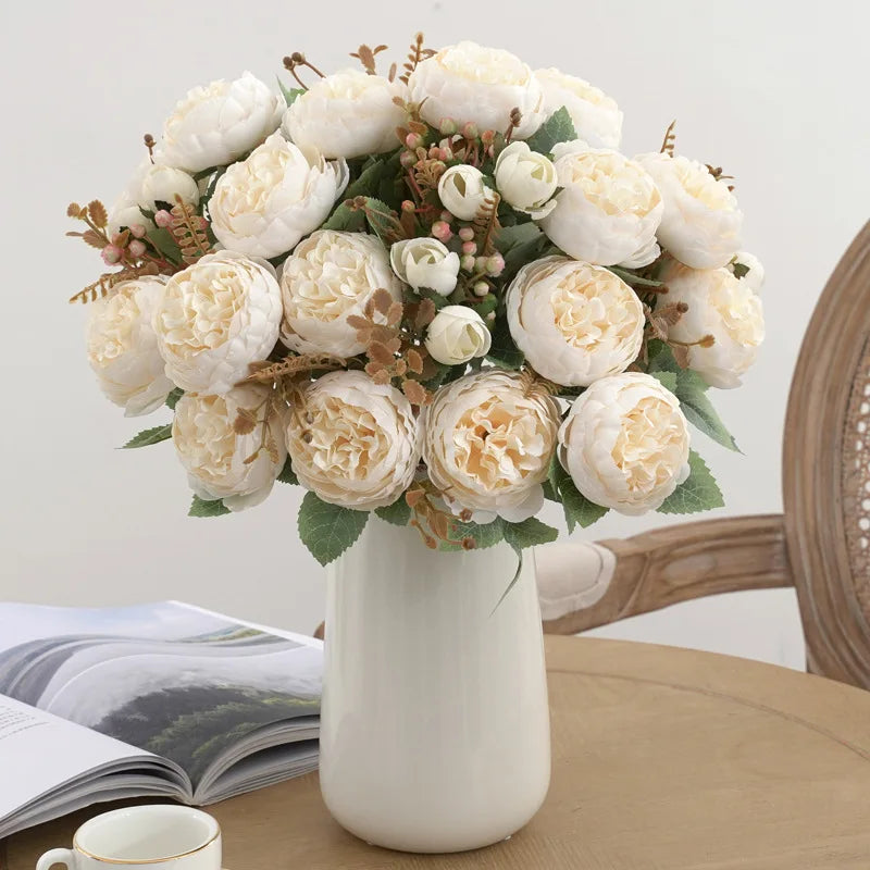bouquet de pivoines en soie pour décoration artificielle - vue 4 sur 11