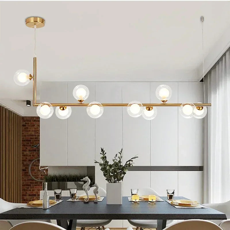 Kitchen Island Ceiling Chandelier Dining Table Glass Pendant Lamp Led Suspension Luminaire Hanging Light - vue 4 sur 14