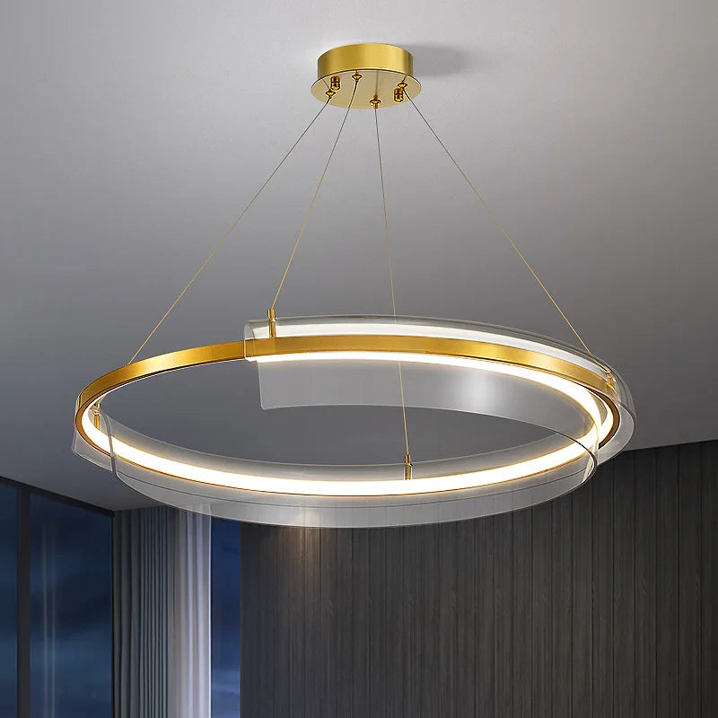 lustre led de luxe simple anneau dimmable pour maison hôtel - vue 3 sur 7