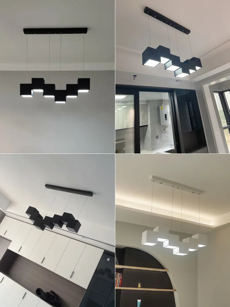 Lampes suspensions salle manger minimalistes modernes bureau géométriques créatives styliste - vue 4 sur 14