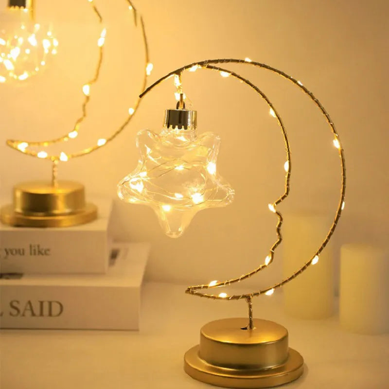 Lampe LED fer lune étoiles enfants - vue 5 sur 9