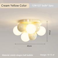 Lustre boule ronde nordique lumière bulle chambre plafonniers LED E27 salon salle à manger lustres pour chambre d'enfant