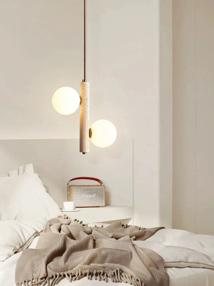 Style crème suspension LED lampe chambre chevet lustre bulle boule magique haricot perle rétro Restaurant longs luminaires