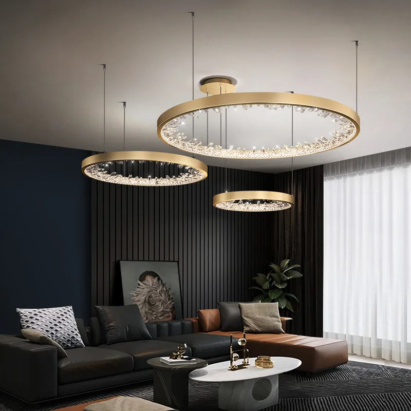 Plafonnier LED suspendu en cristal de luxe au design moderne