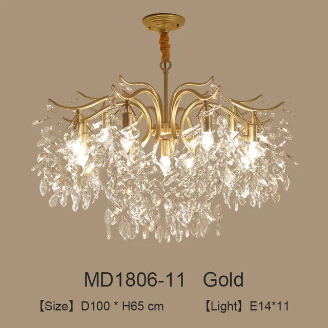 lustre nordique led en cristal de luxe décoration - vue 11 sur 14