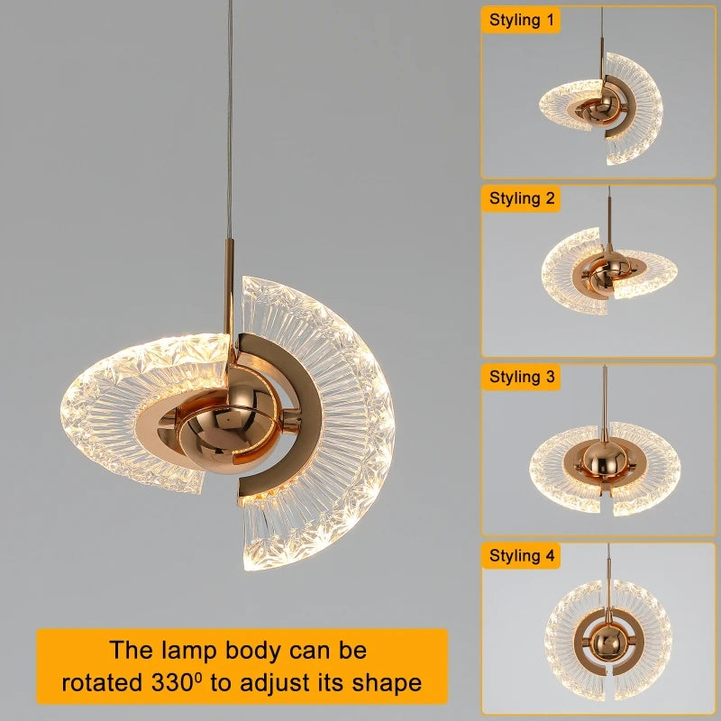 Suspension moderne rotative multi-style Led lumières rondes maison intérieure salon escalier couloir Art décor éclairage de plafond