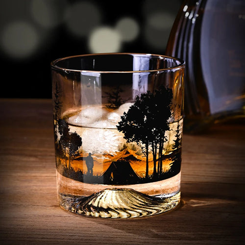 Verre à vin montagne enneigée relief rocher 300ml