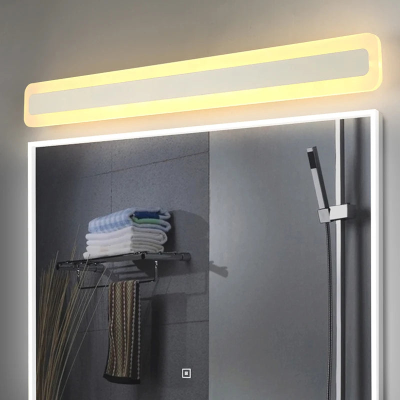 lampe de miroir led moderne étanche en acrylique