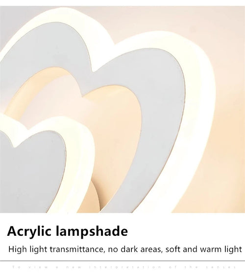 LED heart-shaped wall lamp, simple Nordic love wall lamp, creative bedroom, living room, corridor, background wall, bedside lamp - vue 5 sur 12