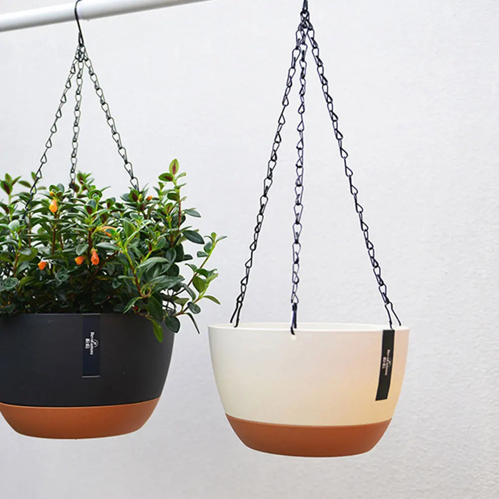 lot de 2 pots suspendus en plastique pour jardin extérieur - vue 7 sur 7