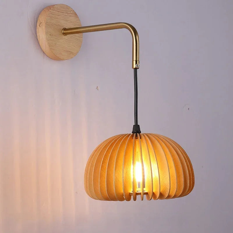 applique murale led en bois style japonais pour décoration intérieure - vue 5 sur 10