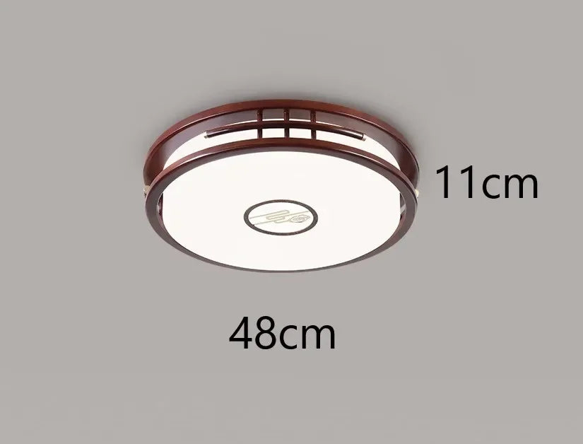 plafonnier moderne en bois massif style chinois avec lampe LED - vue 8 sur 10