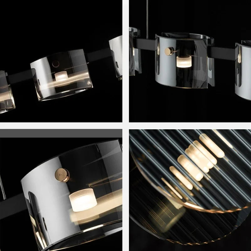 lustre sandyha moderne minimaliste abat-jour verre led suspendu - vue 6 sur 25