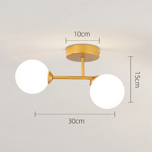 led plafonnier décor intérieur chambre salon couloir boule nordique - vue 7 sur 8