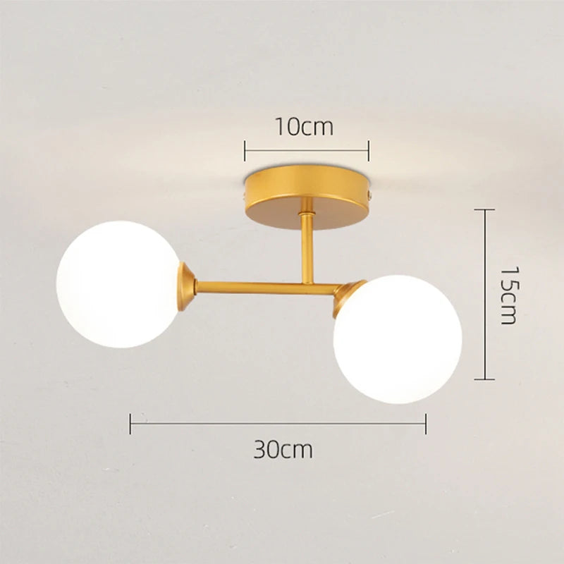 led plafonnier décor intérieur chambre salon couloir boule nordique - vue 6 sur 8