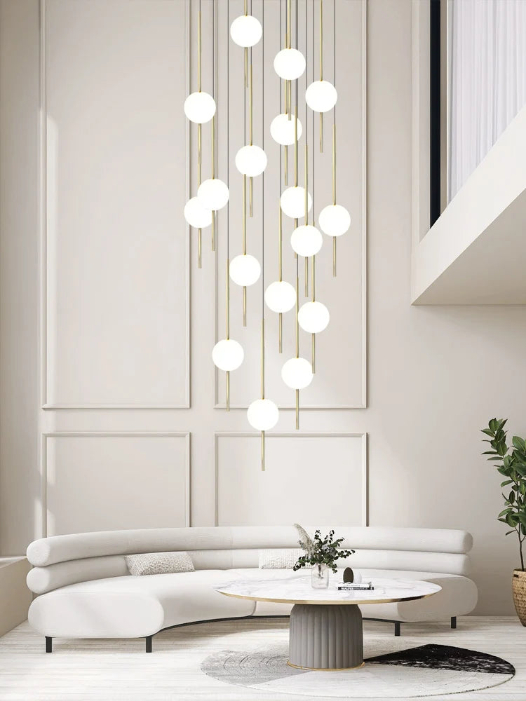 lustre moderne minimaliste creux duplex loft escalier colimaçon villa hôtel - vue 4 sur 14
