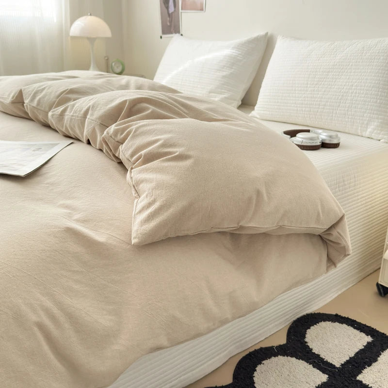 housse de couette en coton unie avec fermeture éclair