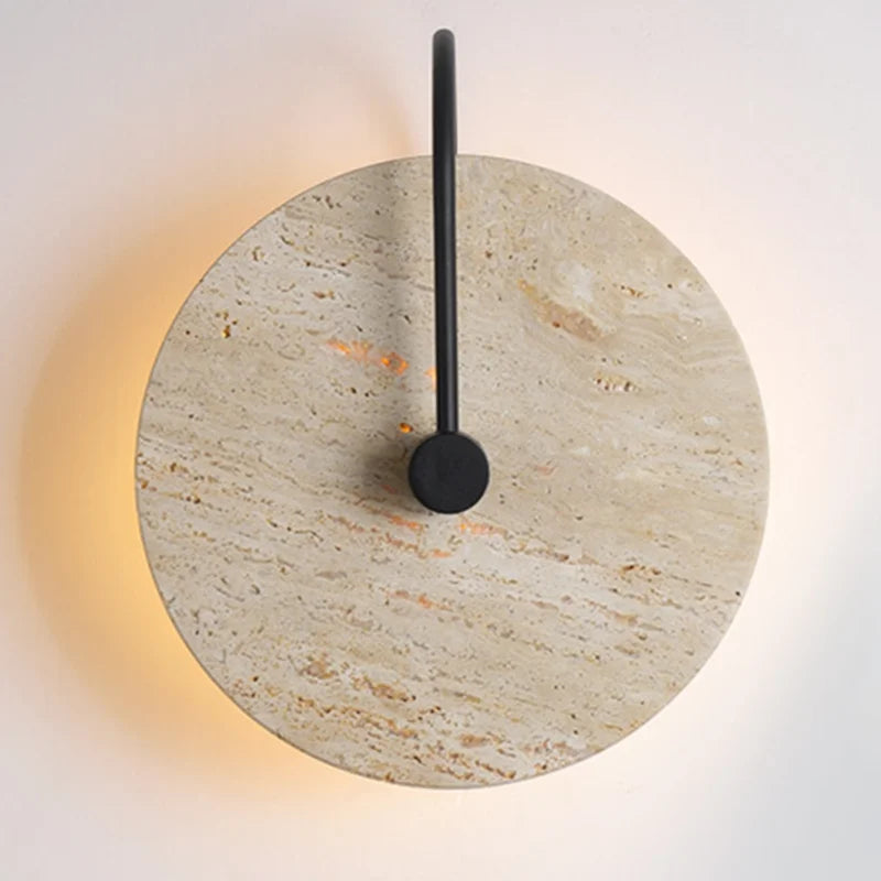applique murale vintage en pierre naturelle ronde éclairage intérieur led - vue 2 sur 6