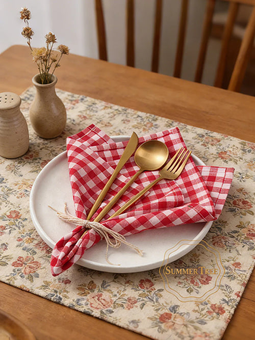 Serviette de table coton motif vichy 42x42 lavable