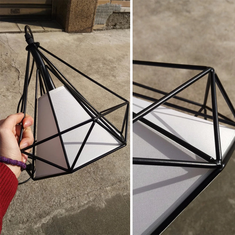 Lustre moderne Cage à oiseaux en fer minimaliste Loft pyramide