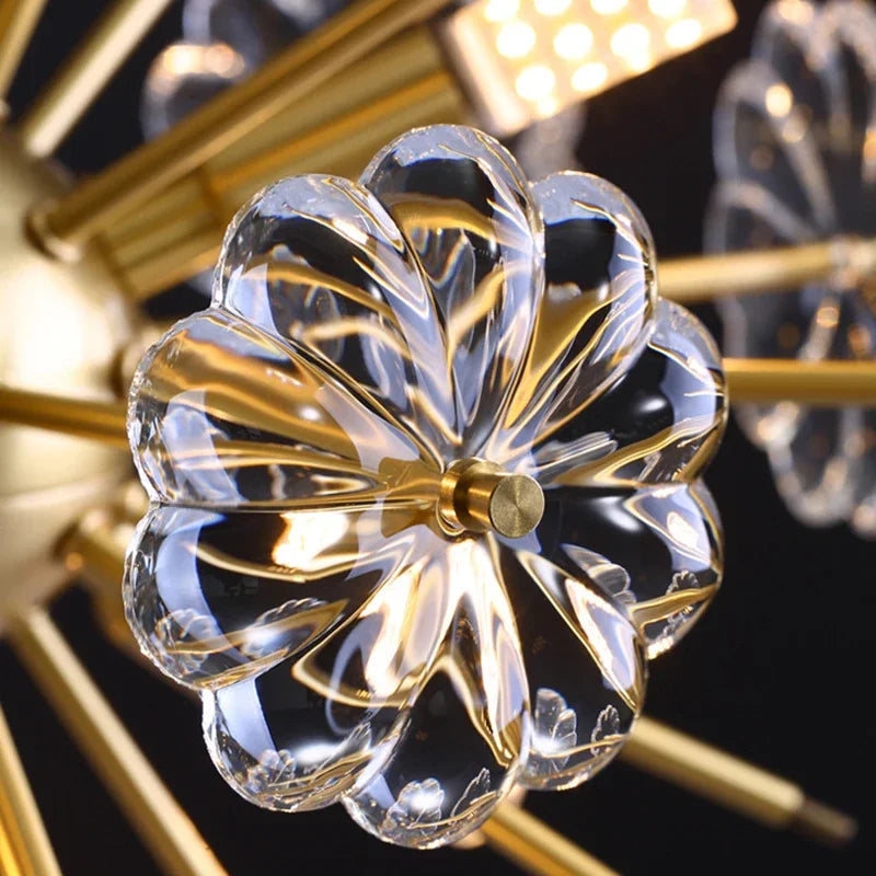 lustre en cristal pissenlit rond en cuivre pour décoration artistique - vue 7 sur 12