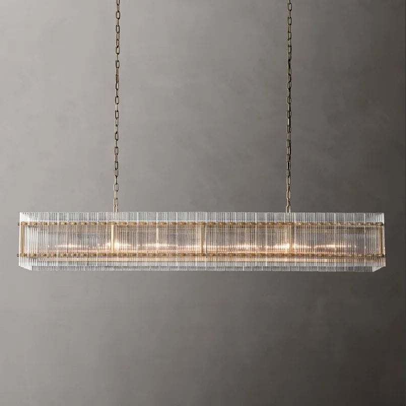 lustre rectangulaire en cristal pour éclairage de luxe - vue 3 sur 8
