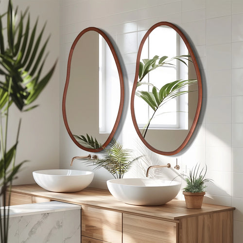 miroir mural décoratif en bois massif grande taille - vue 4 sur 7