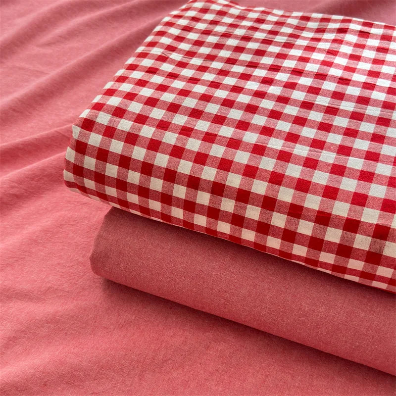 housse de couette en coton lavée à carreaux douce et confortable