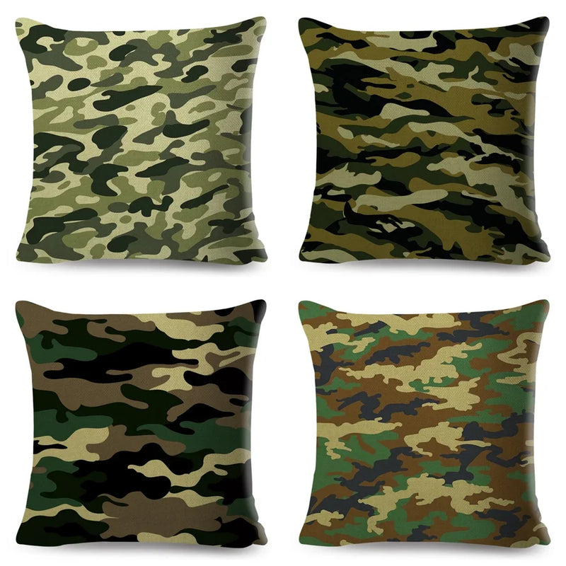 housses de coussin géométriques camouflage militaires décoratives