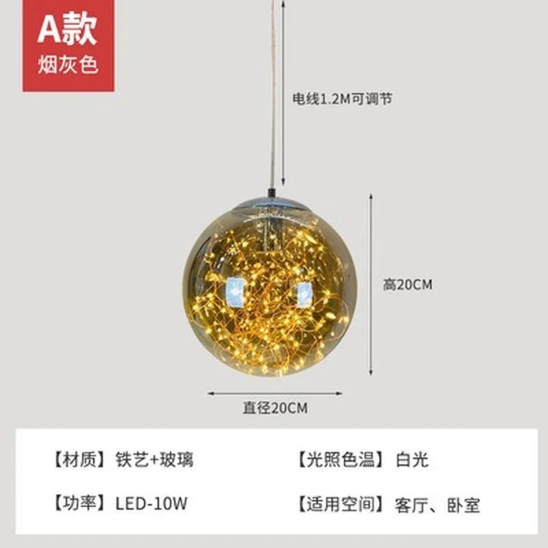 lustre nordique étoilé en verre pour décoration moderne - vue 21 sur 24
