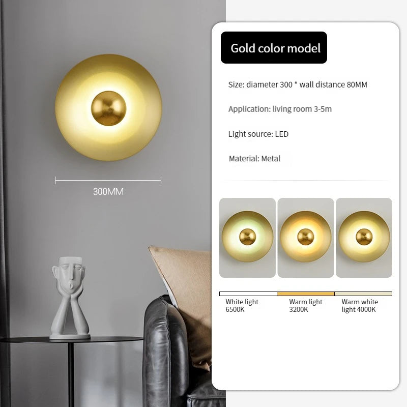 applique murale led ronde moderne pour décoration de luxe intérieure - vue 8 sur 11