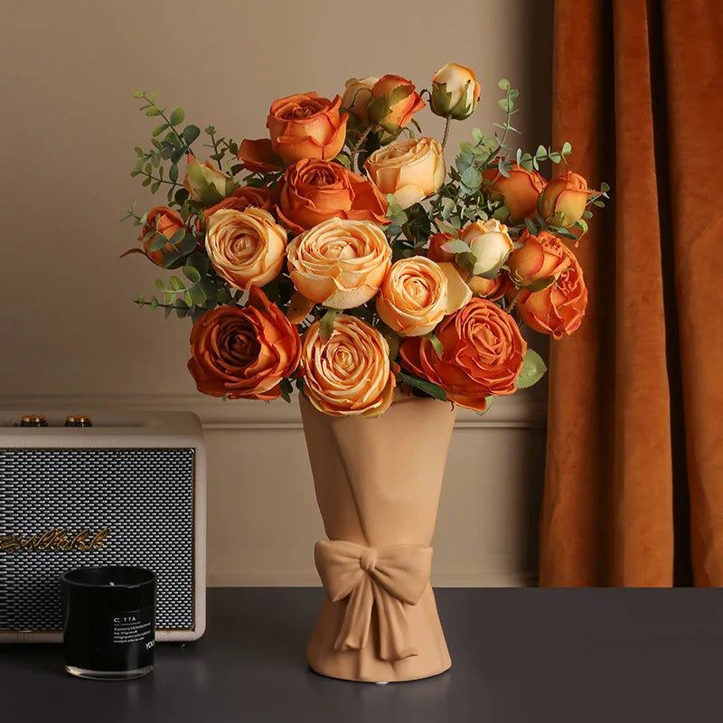 bouquet de roses artificielles en soie pour décoration intérieure mariage - vue 3 sur 9