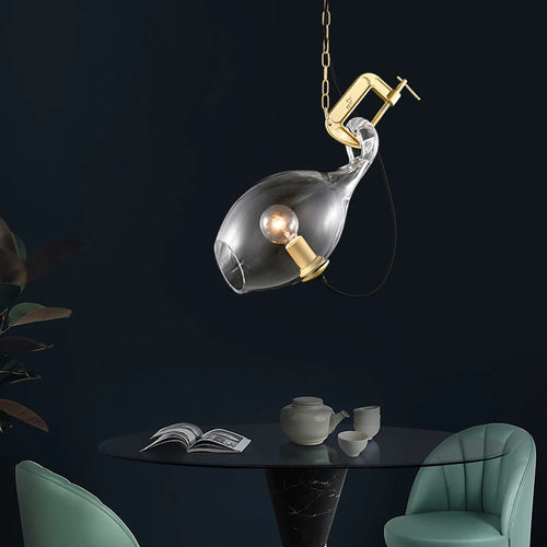 lustre moderne en verre pour bar et salon design - vue 3 sur 7
