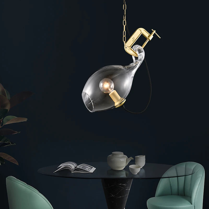 lustre moderne en verre pour bar et salon design - vue 3 sur 7