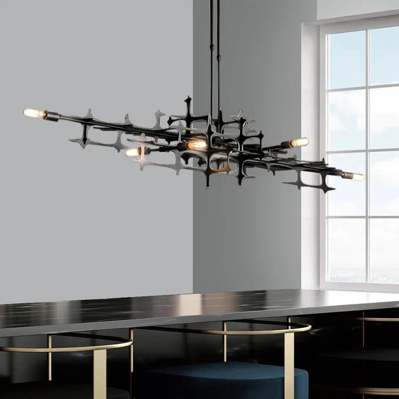 lustre postmoderne de luxe nordique led géométrique en acier inoxydable