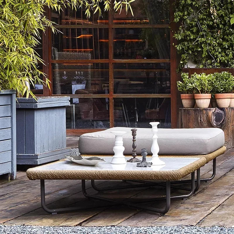 ensembles de meubles de jardin naturels avec coussins luxueux - vue 5 sur 15