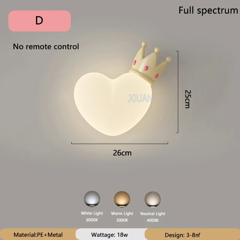 applique murale led romantique couronne coeur nuage pour enfants - vue 10 sur 12