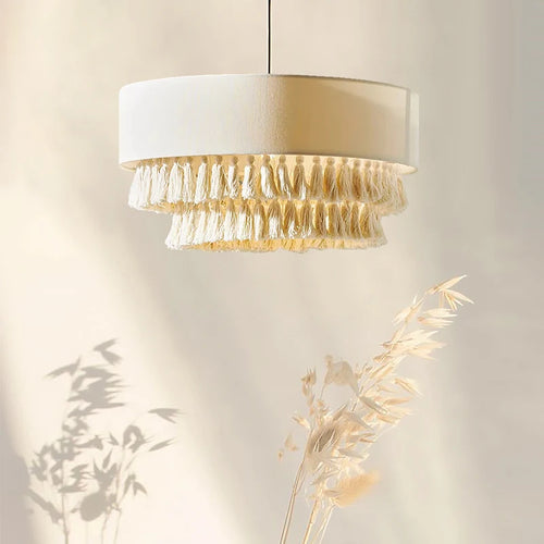 lustre en tissu style bohème wabi sabi mode japonaise - vue 2 sur 9