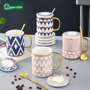 Tasse ceramique style britannique couvercle cuillere bord elegant
