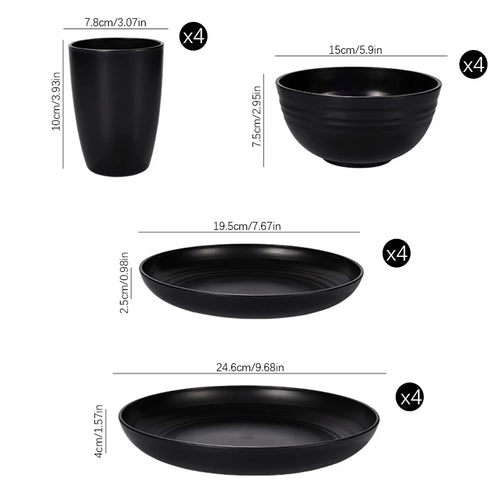 Ensemble vaisselle camping pp assiettes bols tasses couverts