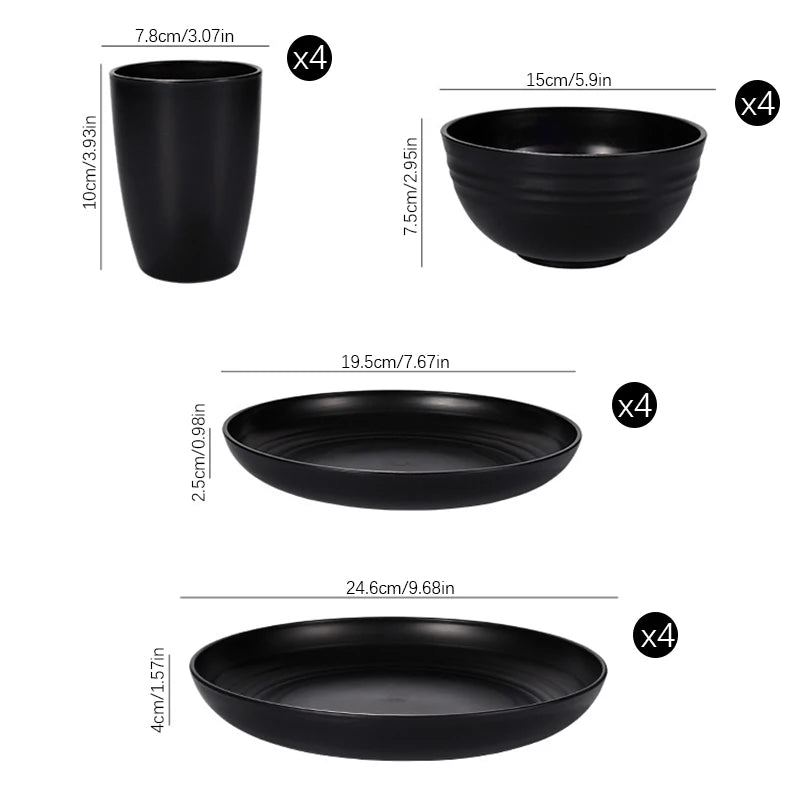 Ensemble vaisselle camping pp assiettes bols tasses couverts - vue 4 sur 4