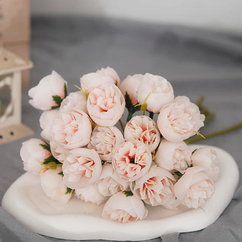 bouquet de 27 roses et pivoines artificielles en soie décoratives - vue 13 sur 12