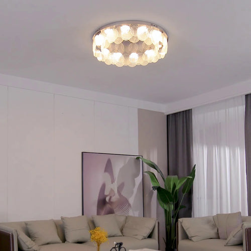 plafonnier led rond moderne en acier inoxydable et verre - vue 4 sur 10