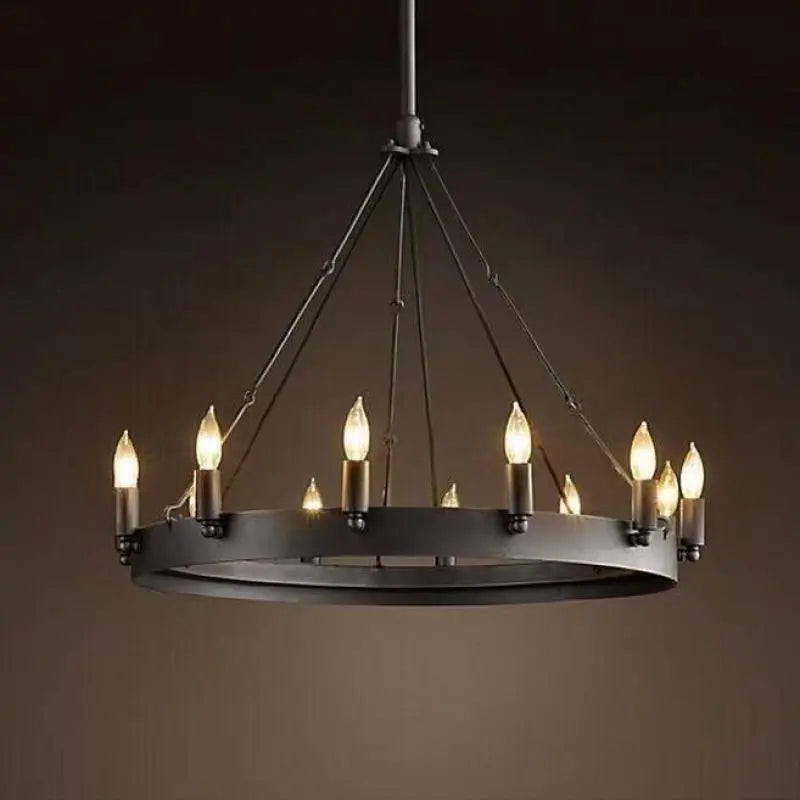 Lustre rond et Moderne américain rétro fer Vintage industriel Led