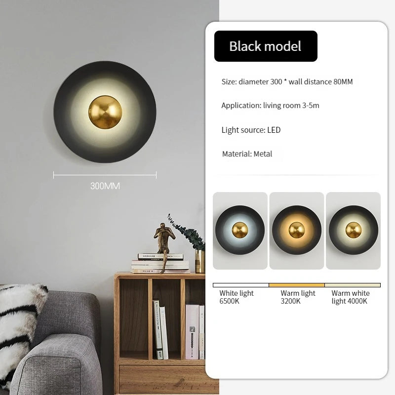applique murale led ronde moderne pour décoration de luxe - vue 3 sur 11