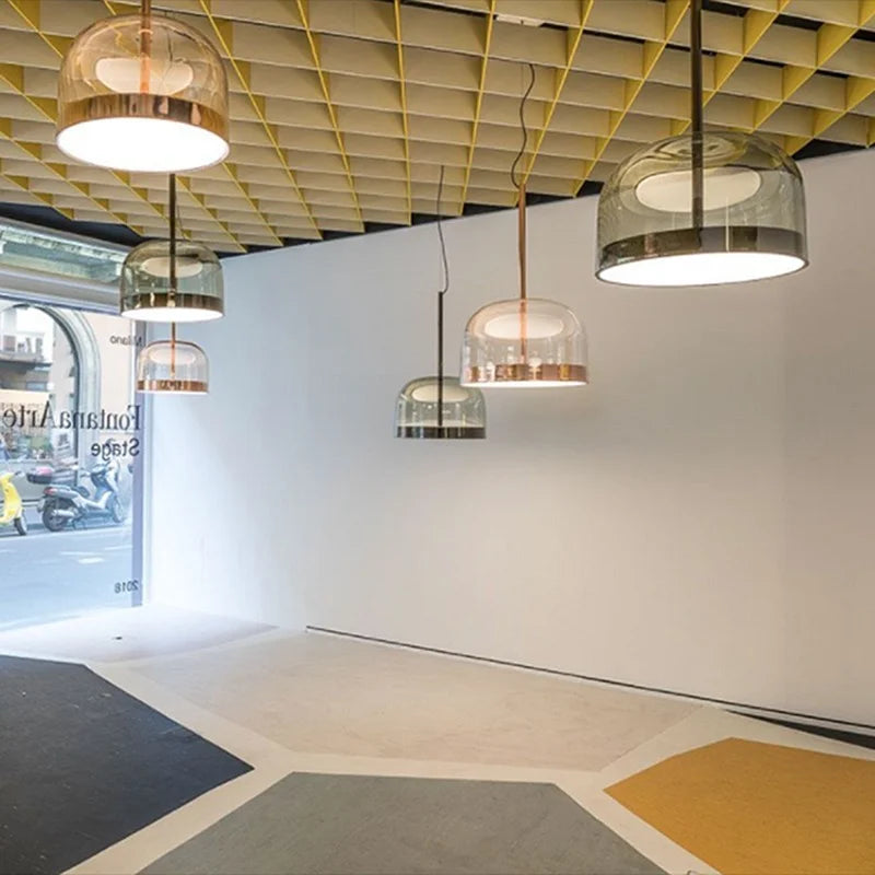 suspension en verre design nordique luminaire moderne à LED - vue 4 sur 9