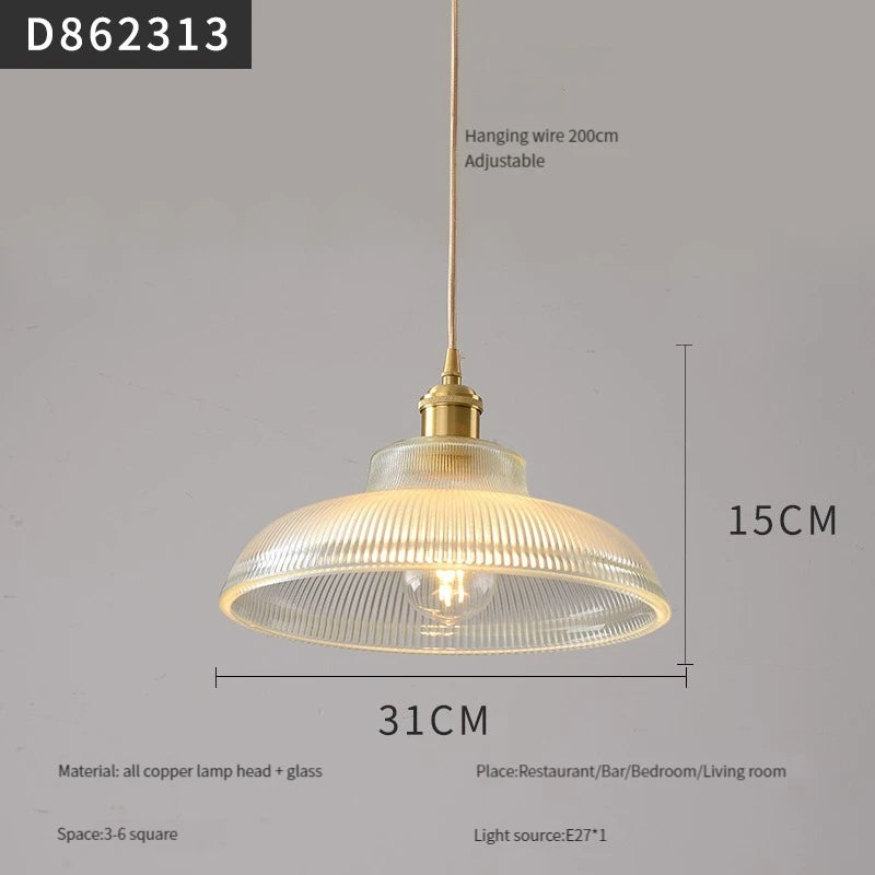 suspension moderne en laiton avec abat-jour rustique en verre de noyer - vue 23 sur 30